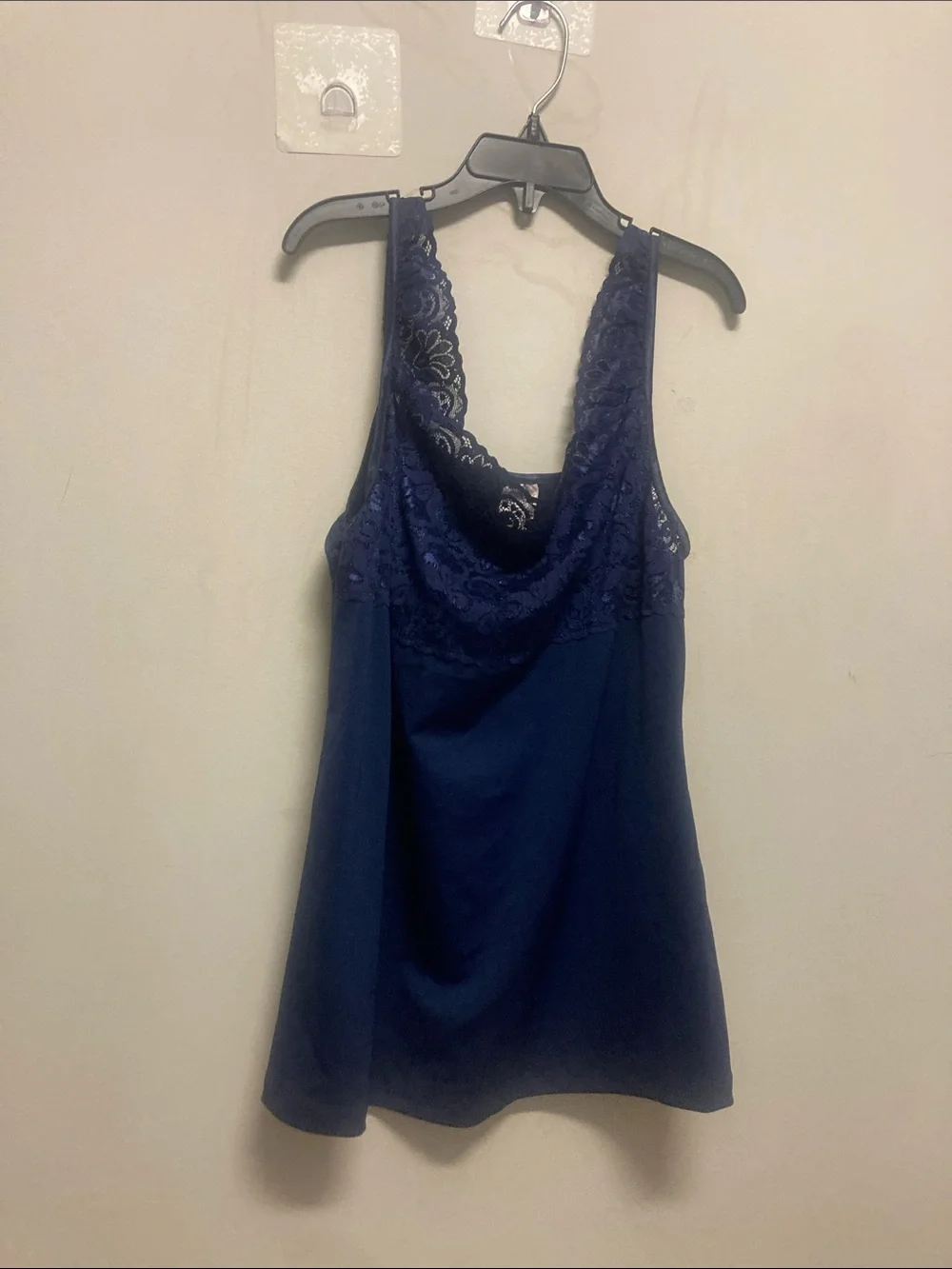 CABERNET/Navy Blue Lace Trim Slip Top